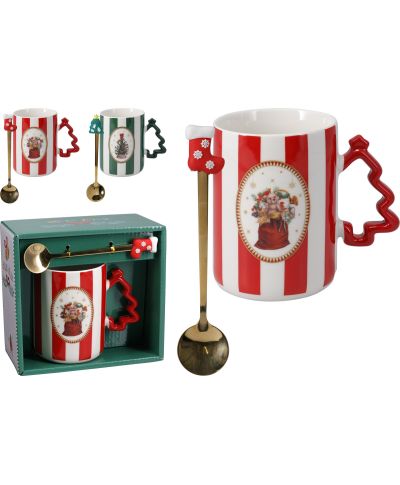 PORCELANOWY KUBEK Z ŁYŻECZKĄ 2 WZORY