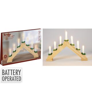 ŚWIECZNIK ŁUKOWY DREWNIANY 7 LED