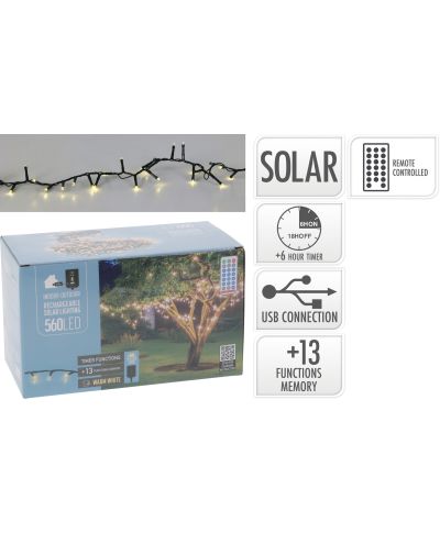 GIRLANDA SOLARNA 560 LED CIEPŁA BIAŁA