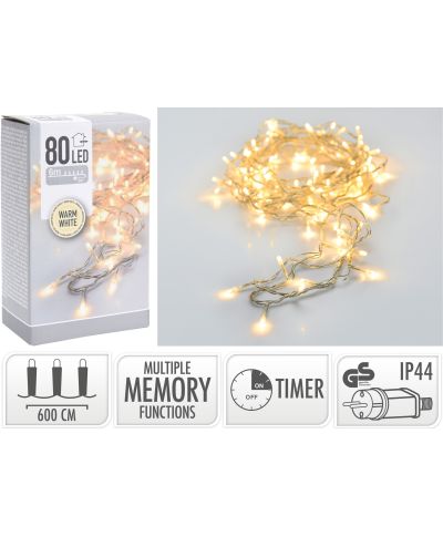 LAMPKI LED 80 LED CIEPŁA BIAŁA