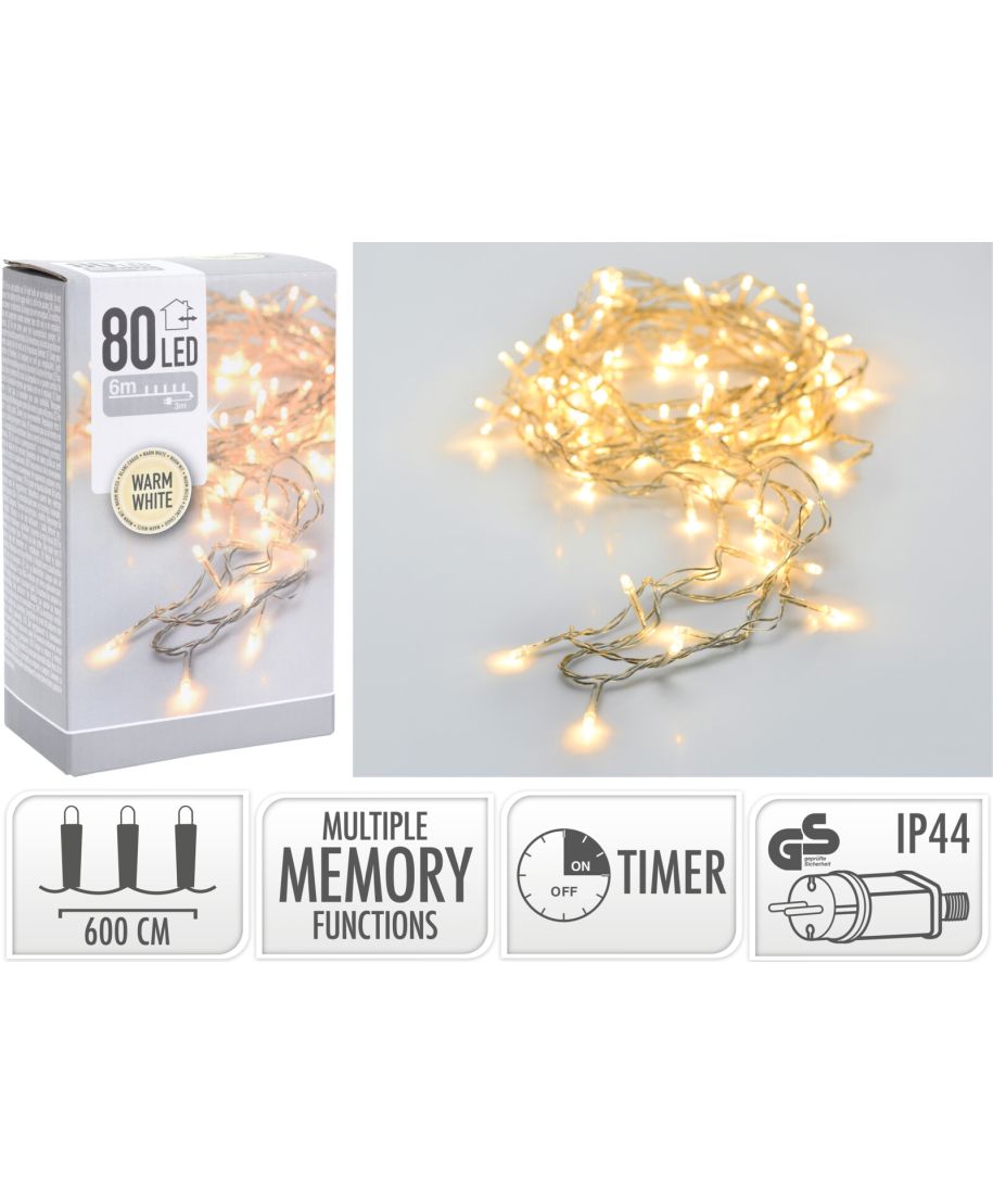 LAMPKI LED 80 LED CIEPŁA BIAŁA