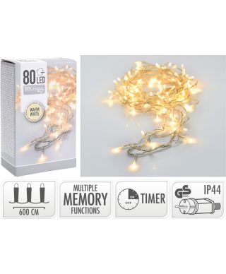 LAMPKI LED 80 LED CIEPŁA BIAŁA