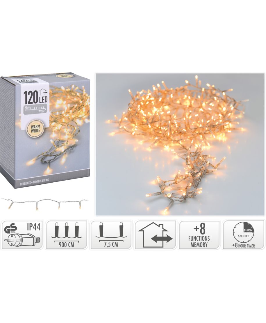 LAMPKI LED 120 LED CIEPŁA BIAŁA