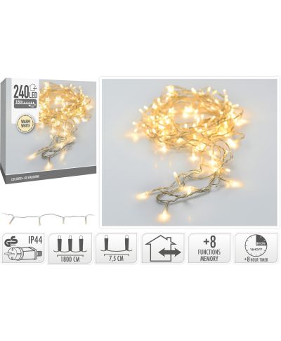 LAMPKI LED 240 LED CIEPŁA BIAŁA ZEWNĘTRZNE