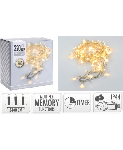LAMPKI LED 320 LED CIEPŁA BIAŁA