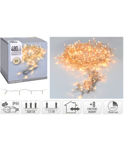 LAMPKI LED 480 LED CIEPŁA BIAŁA