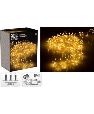 LAMPKI CLUSTER NA SREBRNYM DRUCIKU 960 LED CIEPŁA BIAŁA
