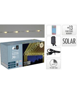 GIRLANDA SOLARNA 240 LED CIEPŁA BIAŁA