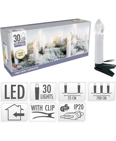 LAMPKI ŚWIECZKI 30 LED CIEPŁA BIAŁA DO WEWNĄTRZ