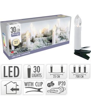 LAMPKI ŚWIECZKI 30 LED CIEPŁA BIAŁA DO WEWNĄTRZ