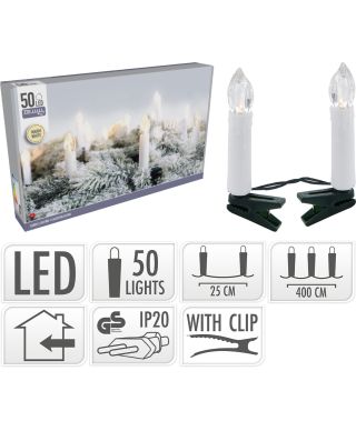 LAMPKI ŚWIECZKI 50 LED CIEPŁA BIAŁA DO WEWNĄTRZ