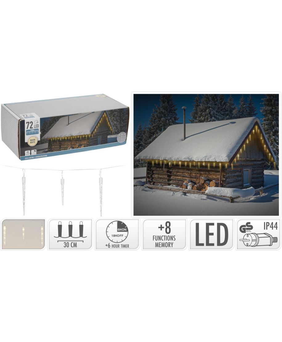 KURTYNA SOPLE LED 72 LED CIEPŁA BIAŁA