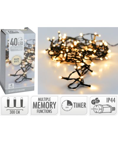 LAMPKI LED 40 LED CIEPŁA BIAŁA