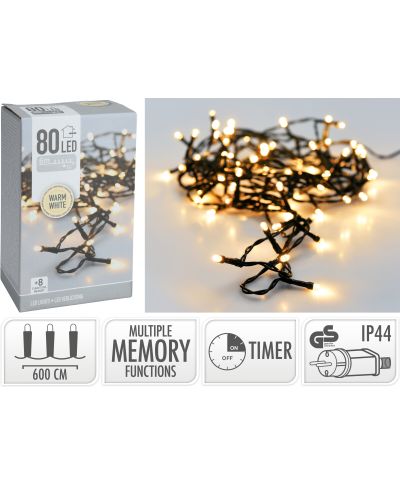 LAMPKI LED 80 LED CIEPŁA BIAŁA