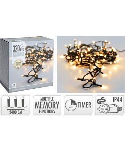 LAMPKI LED 320 LED CIEPŁA BIAŁA