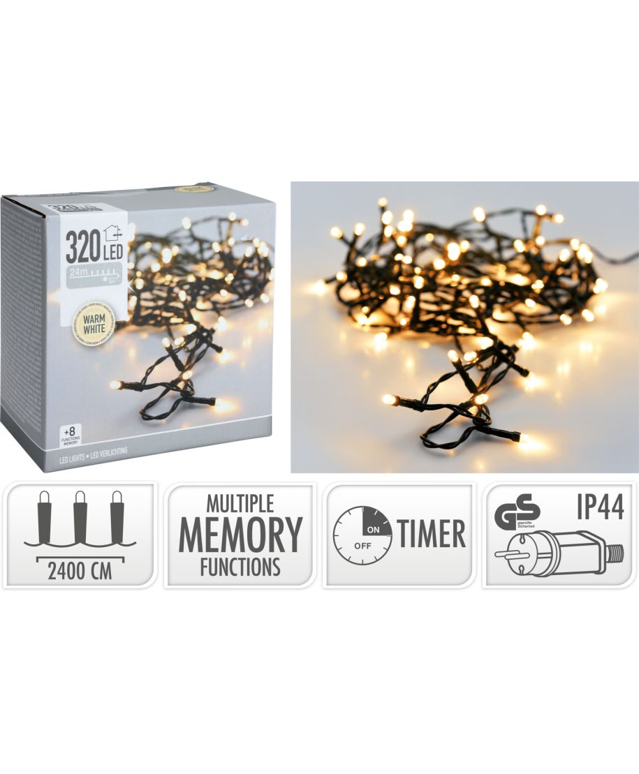 LAMPKI LED 320 LED CIEPŁA BIAŁA