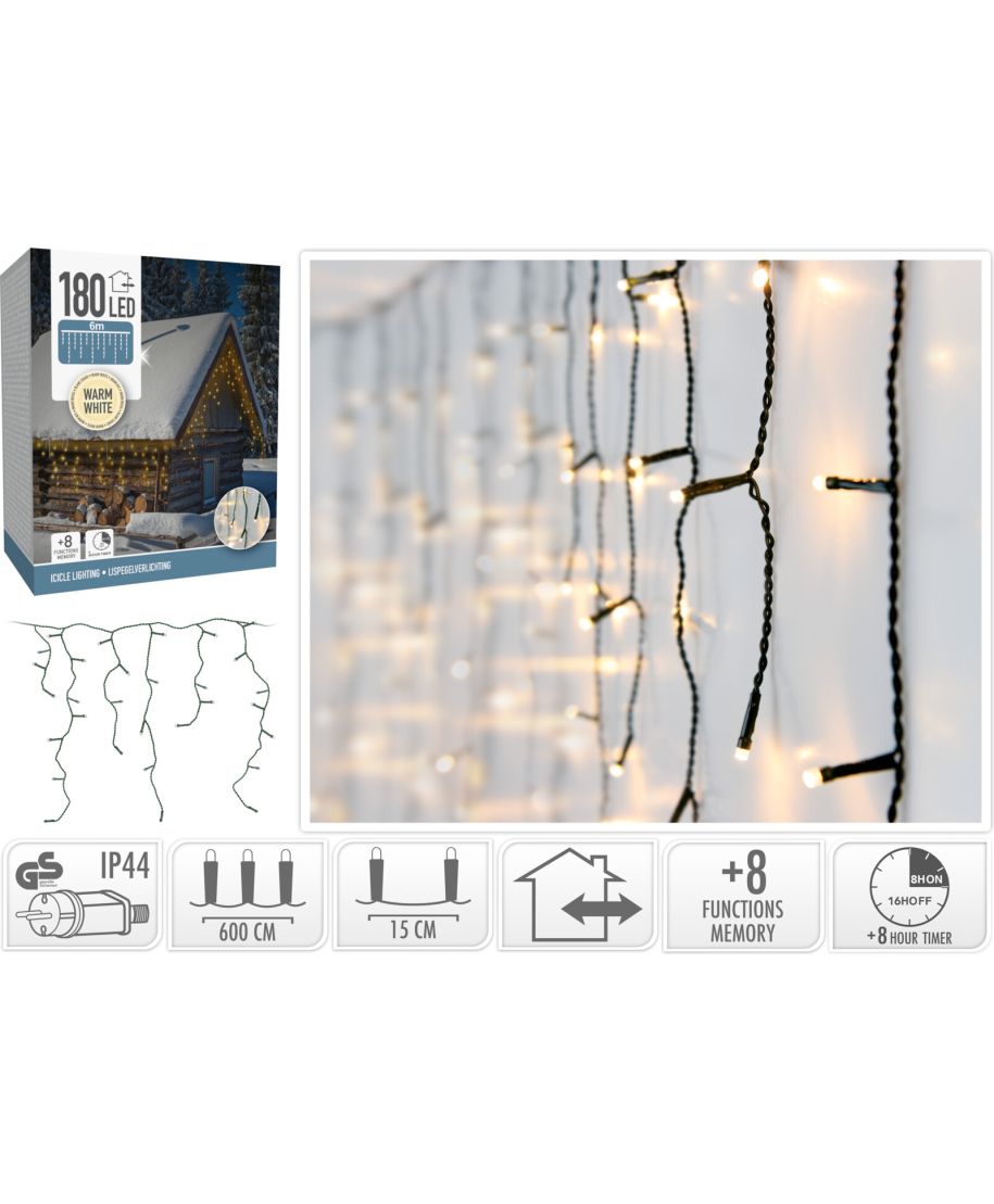 KURTYNA SOPLE 180 LED CIEPŁA BIAŁA