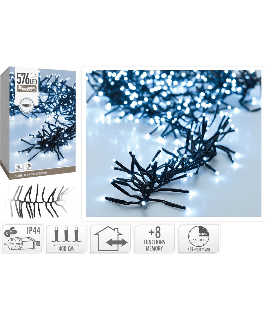 LAMPKI CLUSTER 576 LED BIAŁE
