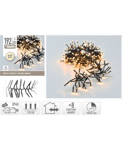 LAMPKI CLUSTER 192 LED CIEPŁA BIAŁA