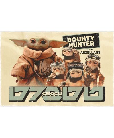 Gwiezdne Wojny Mandalorian Grogu Bounty Hunter - plakat