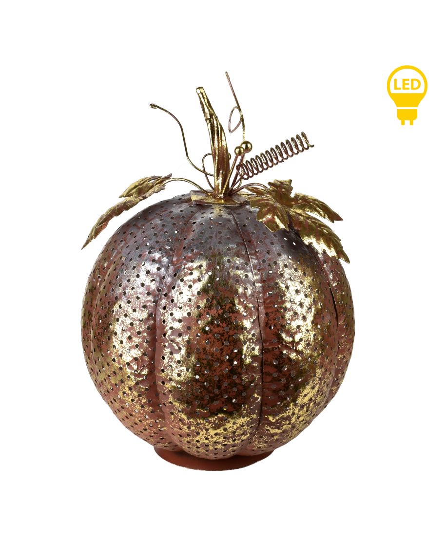 HAZEL Figura dynia metalowa 23x23x30cm LED 2x3AAA
