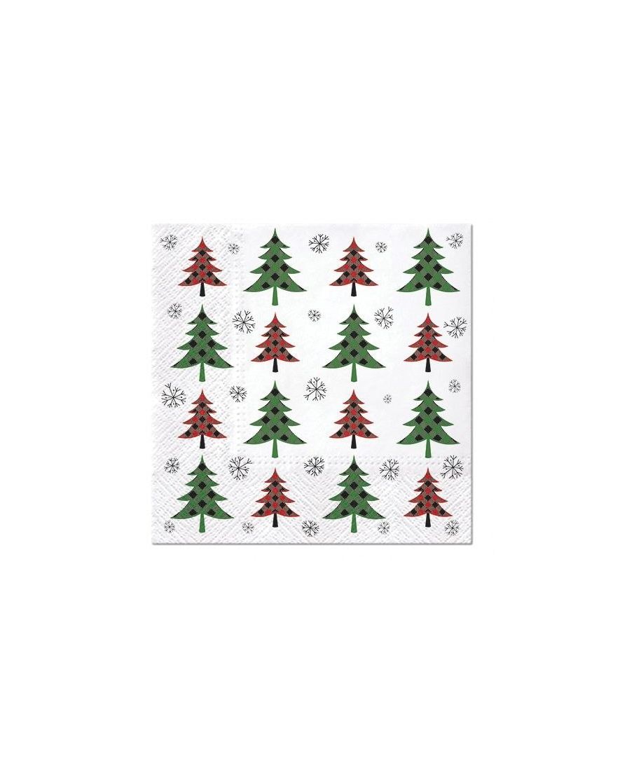 Serwetki 33x33 Czerwone i zielone choinki 20szt