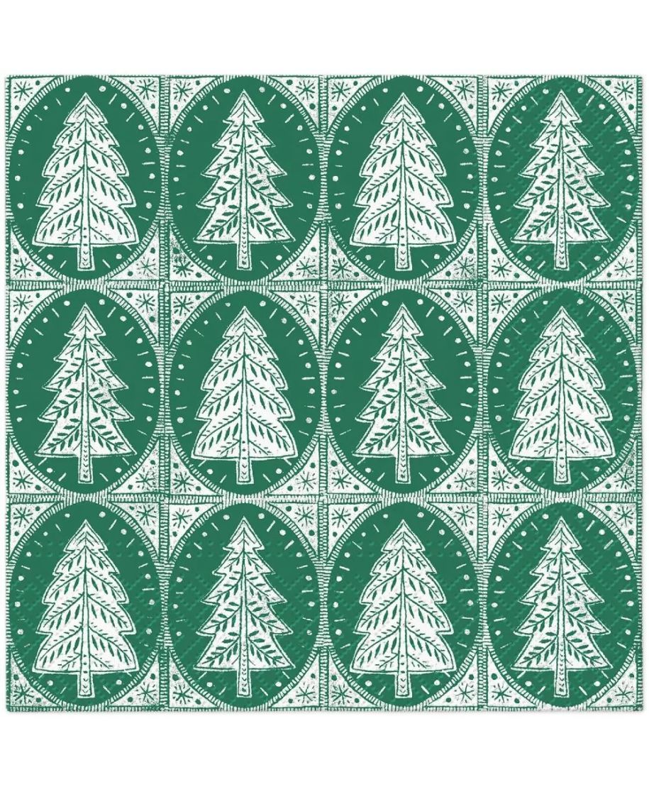 Serwetki 33x33 Choinki na zielonym tle 20szt