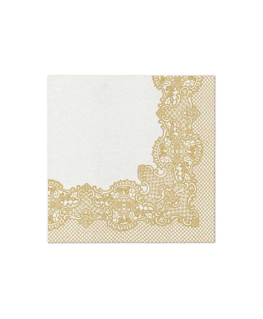 Serwetki DINNER AIRLAID 40X40cm 50szt fizelina koronka złota