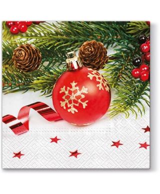 Serwetki 33x33 Red bauble 20szt