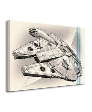 Star Wars Episode VII (Millennium Falcon Pencil Art) - obraz na płótnie