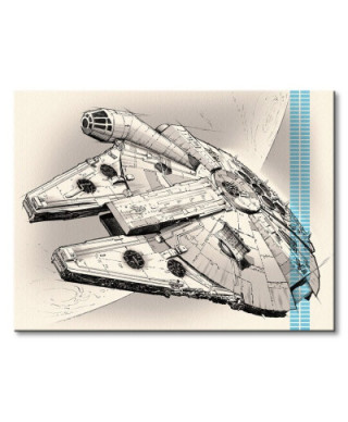 Star Wars Episode VII (Millennium Falcon Pencil Art) - obraz na płótnie