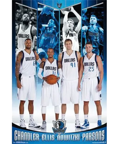 Dallas Mavericks - Chandler, Ellis, Nowitzki, Parsons - plakat