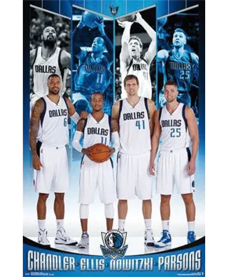 Dallas Mavericks - Chandler, Ellis, Nowitzki, Parsons - plakat
