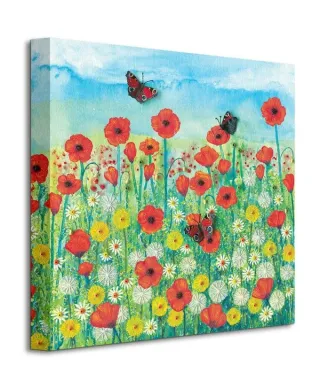 Peacocks And Poppies - Obraz na płótnie