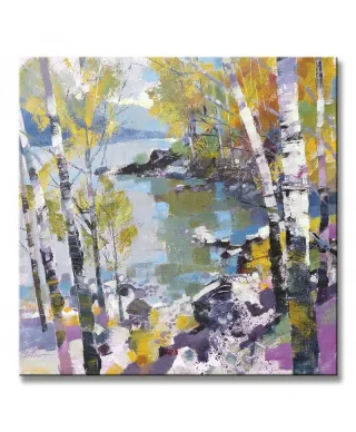 Obraz do salonu - Birch in Spring - 40x40 cm