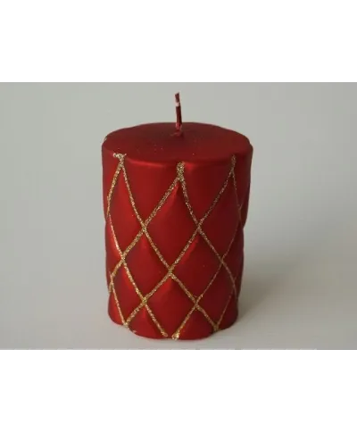 Świeca ozdobna - Czerwona walec - 8x10cm