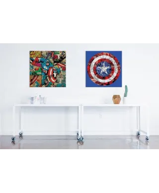 Marvel (Captain America Shield Collage) - Obraz na płótnie