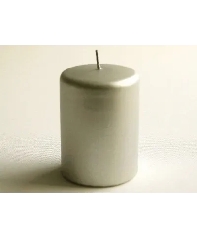Świeca ozdobna - Srebrna Walec - 7x10cm