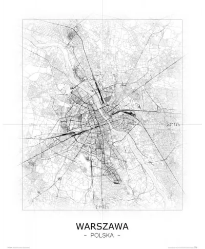 Warszawa - Czarno-biała mapa