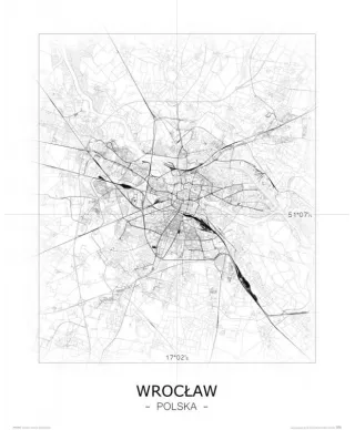 Wrocław - Czarno-biała mapa