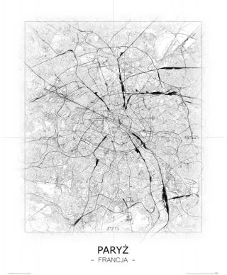 Paryż - Czarno-biała mapa