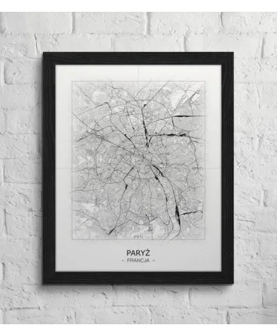 Paryż - Czarno-biała mapa