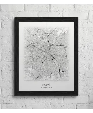 Paryż - Czarno-biała mapa