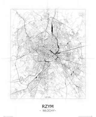 Rzym - Czarno-biała mapa
