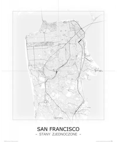 San Francisco - Czarno-biała mapa