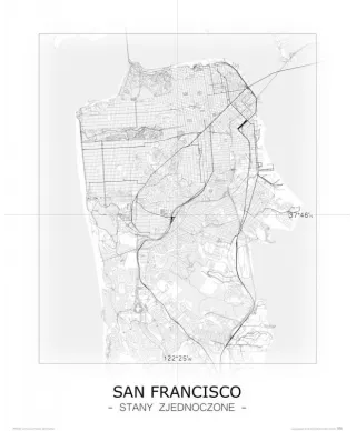 San Francisco - Czarno-biała mapa