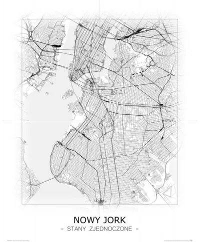 Nowy Jork - Czarno-biała mapa