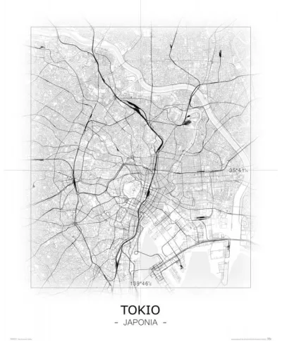 Tokio - Czarno-biała mapa