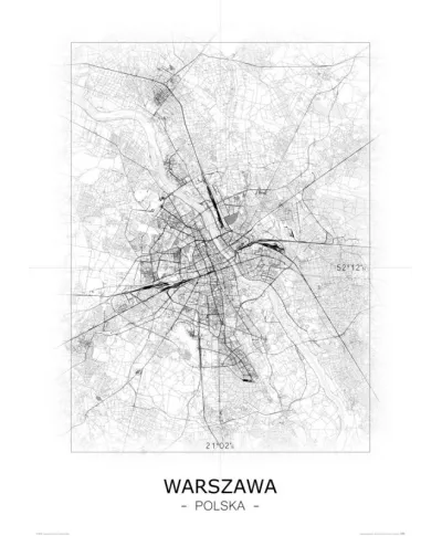 Warszawa - Czarno-biała mapa