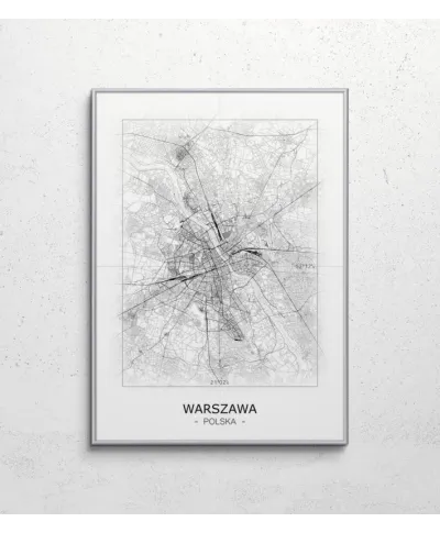 Warszawa - Czarno-biała mapa